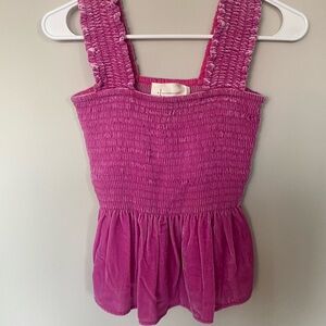 Anthropologie Fuchsia Smocked Top